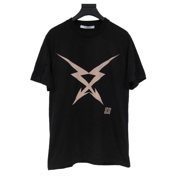 Givenchy Mens Double Arrow Cross T Shirt Size Medium Black Crewneck Cotton